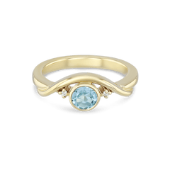 Embrace Ring Catherine Best 9ct Yellow Gold with Blue Topaz and Diamond 