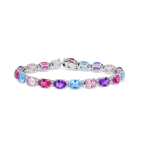 Sweetie Bracelet 18ct White Gold and Diamond Bracelet with myriad Gemstones Catherine Best