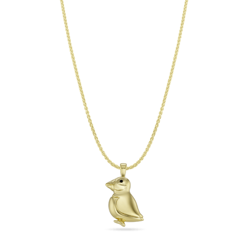 George The Puffin Pendant Catherine Best 9ct Yellow Gold Pendant on an 18