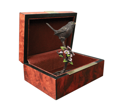 Richard Cooper Blackbird with Blossom Bronze Sculpture Catherine Best Dev