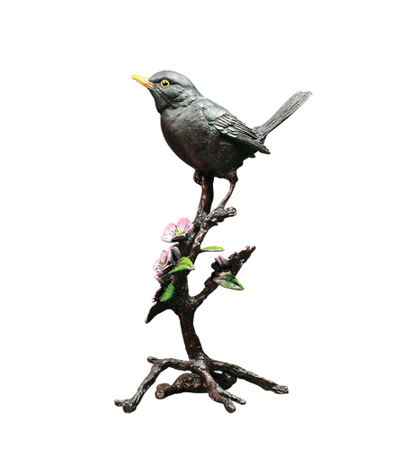 Richard Cooper Blackbird with Blossom Bronze Sculpture Catherine Best Dev