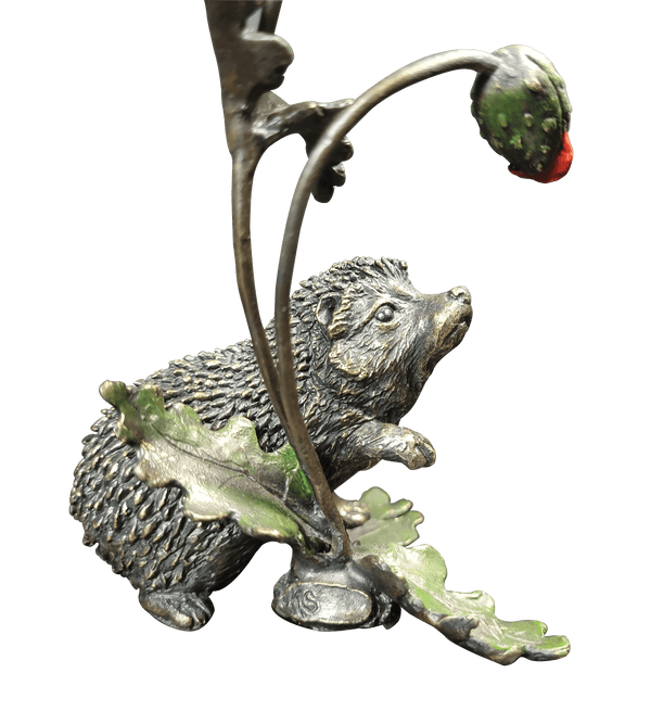 Richard Cooper Hedgehog with Poppy Bronze Sculpture Catherine Best 