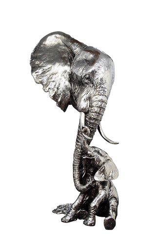 Richard Cooper Elephant and Calf Nickel Resin Sculpture Catherine Best Dev