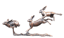 Richard Cooper Small Hares Running Bronze Sculpture Catherine Best Dev 