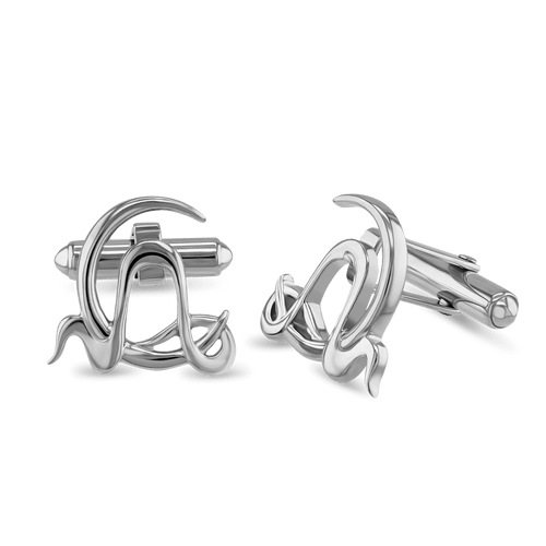 Aquarius Moon-sign Cufflinks Catherine Best Dev Silver