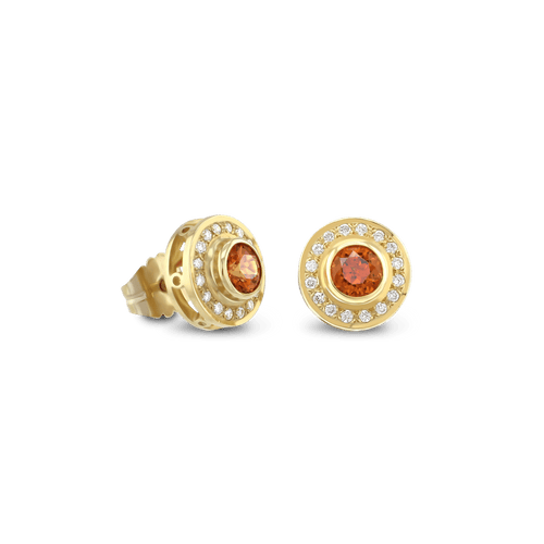 Wishing Well Earrings Catherine Best Dev Garnet (Mandarin) 18ct Yellow Gold 