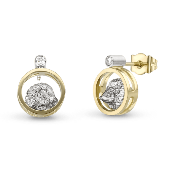 Hetty the Hedgehog Gold & Diamond Earrings Catherine Best Dev 