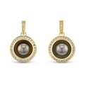 Reflections X 18ct Yellow Gold Tahitian Pearl and Diamond Drop Earrings Catherine Best Dev