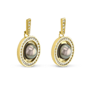 Reflections X 18ct Yellow Gold Tahitian Pearl and Diamond Drop Earrings Catherine Best Dev