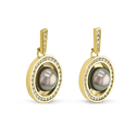 Reflections X 18ct Yellow Gold Tahitian Pearl and Diamond Drop Earrings Catherine Best Dev 