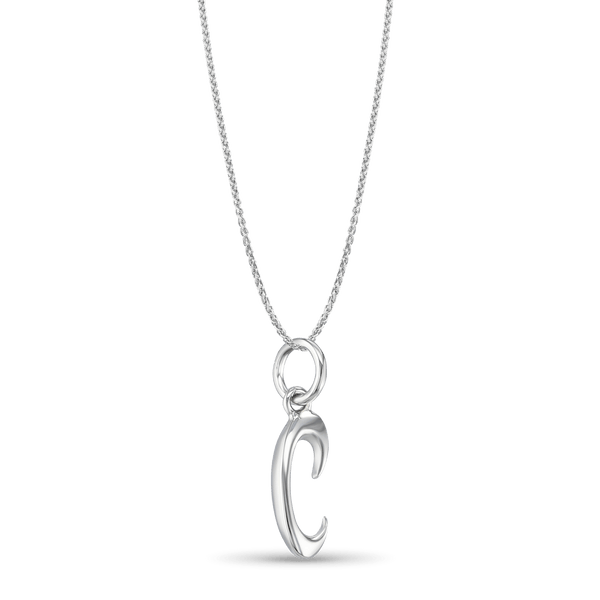 Initial C Love Letter Mini Pendant in Silver Catherine Best Dev Pendant on a 18" chain 