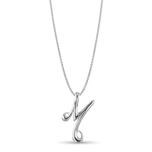 Initial M Love Letter Pendant Catherine Best Dev Silver Pendant on a 18 chain