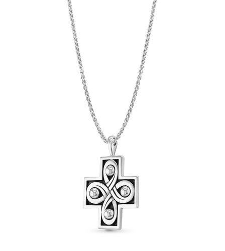 Spirit Religious Cross Pendant in Silver Catherine Best Dev Pendant on a 18