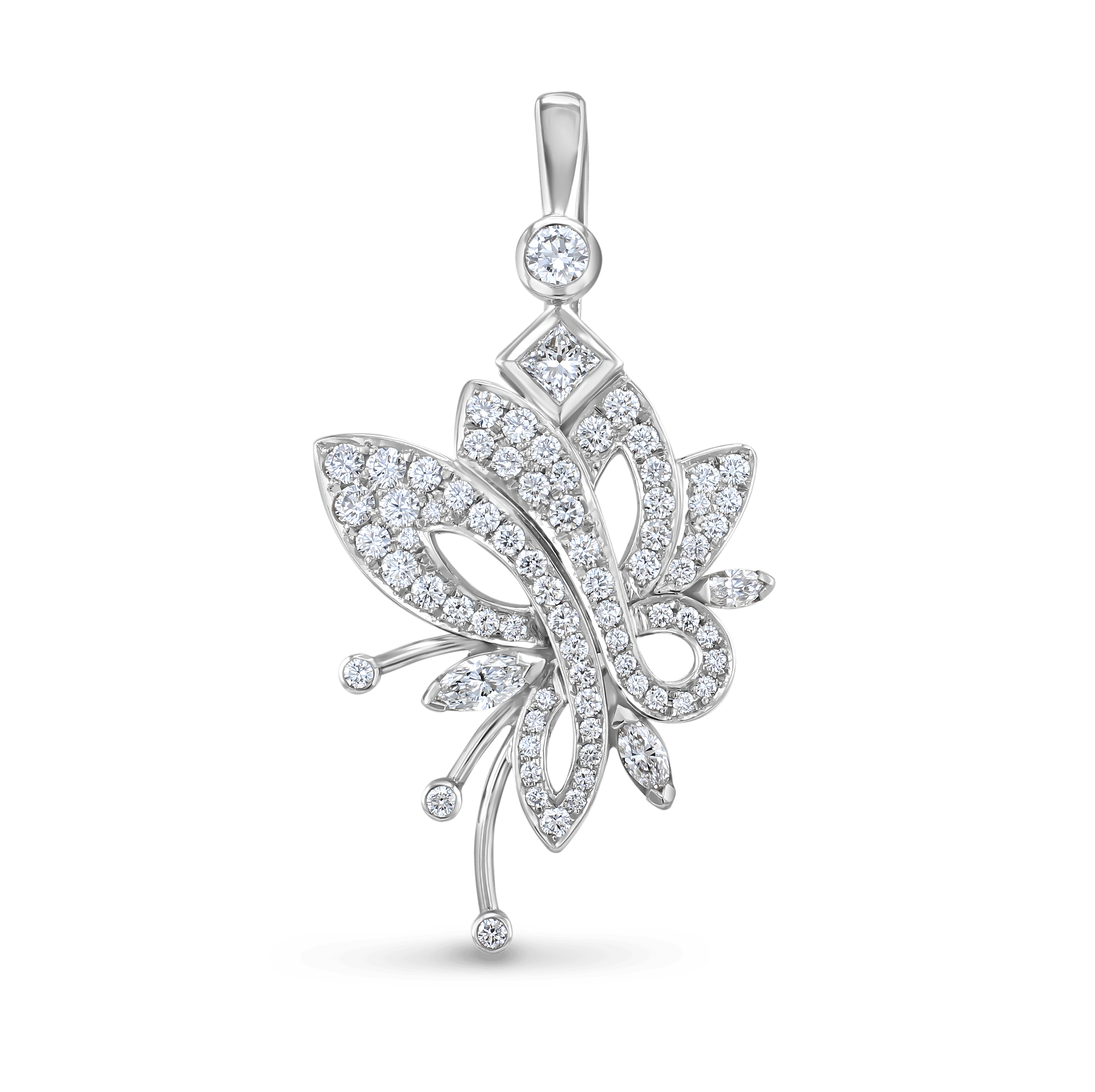 Flutterby Handmade Diamond Pendant in Platinum Catherine Best Dev Pendant