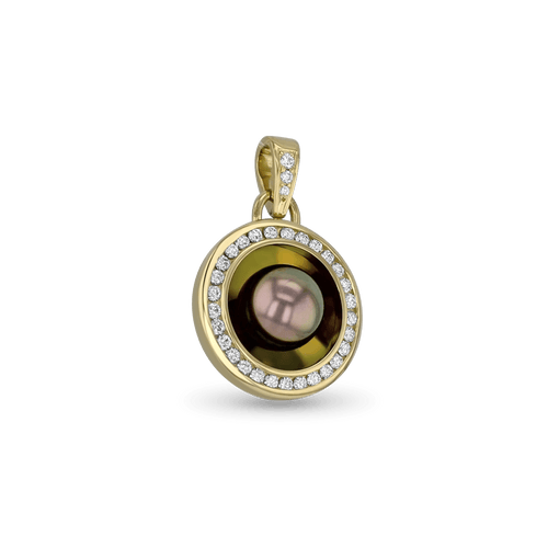 Reflections X 18ct Yellow Gold Handmade Tahitian Pearl and Diamond Pendant Catherine Best Dev Pendant 