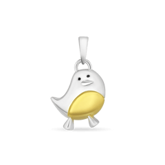 Fred the Robin Large Pendant Catherine Best Silver and Gold Plate Pendant 