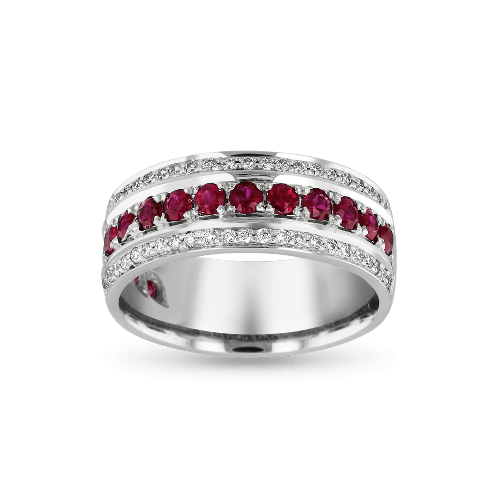 Eternal Ruby & Diamond Platinum Eternity Ring by Catherine Best