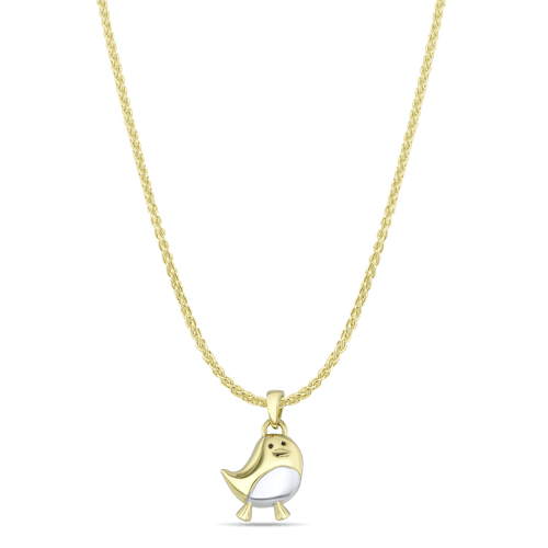 Fred the Robin Large Pendant Catherine Best 18ct Yellow Gold and Rhodium Plate Pendant on a 18