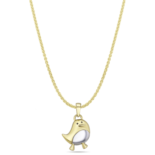 Fred the Robin Large Pendant Catherine Best 9ct Yellow Gold and Rhodium Plate Pendant on a 18