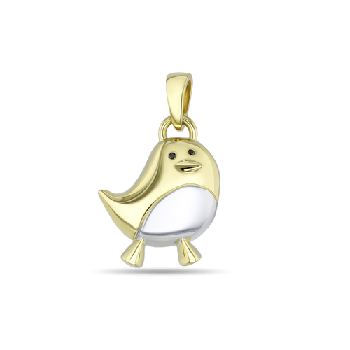 Fred the Robin Large Pendant Catherine Best 18ct Yellow Gold and Rhodium Plate Pendant 