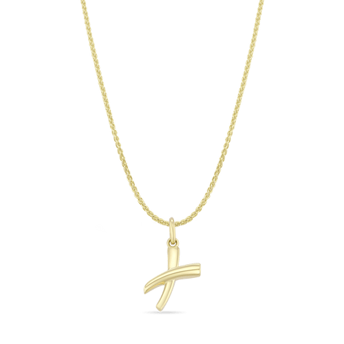 Initial X Love Letter Mini Pendant in Silver Catherine Best 9ct Yellow Gold Pendant on an 18