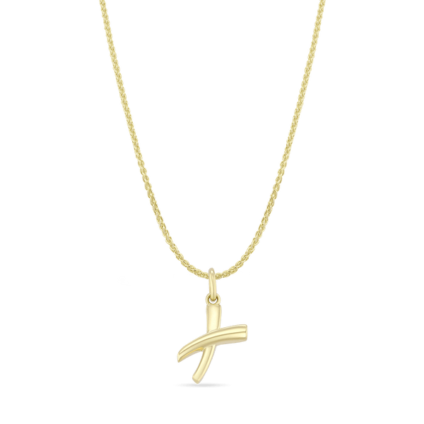 Initial X Love Letter Mini Pendant in Silver Catherine Best 9ct Yellow Gold Pendant on an 18" Spiga Chain 