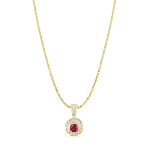 Ruby Wishing Well Pendant Catherine Best Dev Pendant on 18 inch Gold Spiga Chain 