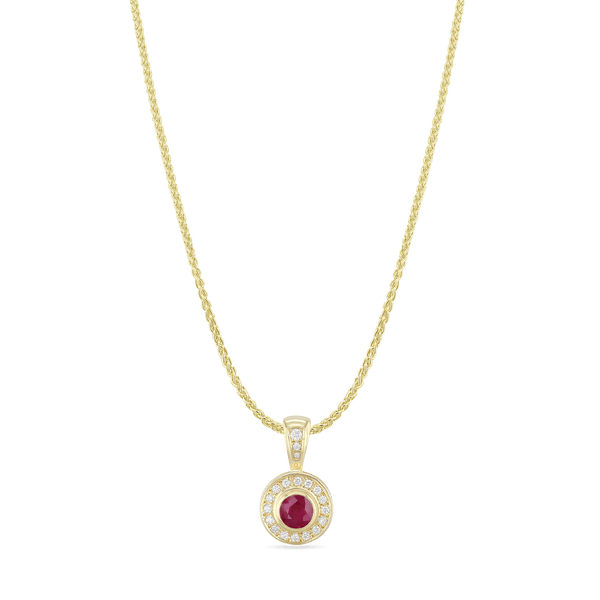 Ruby Wishing Well Pendant Catherine Best Dev Pendant on 18 inch Gold Spiga Chain 