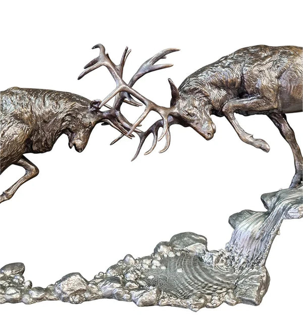 Richard Cooper Dawn Duel - Rutting Stags Bronze Sculpture Catherine Best Dev 