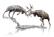 Richard Cooper Dawn Duel - Rutting Stags Bronze Sculpture Catherine Best Dev 