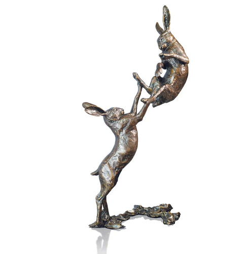 Richard Cooper Medium Hares Boxing Bronze Sculpture Catherine Best Dev 