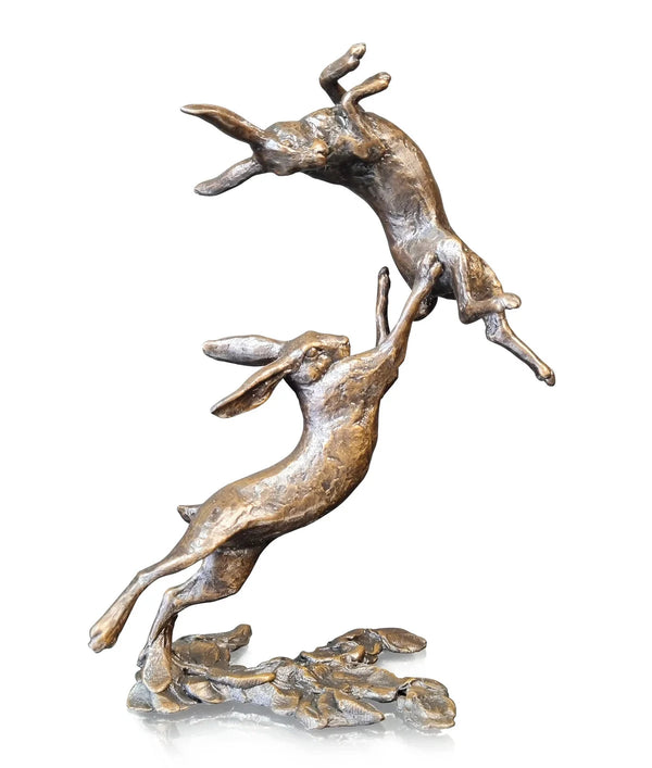 Richard Cooper Small Hares Boxing Bronze Sculpture Catherine Best Dev 