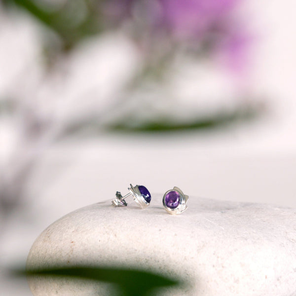 Amethyst and Silver Stud Earrings Catherine Best Dev 