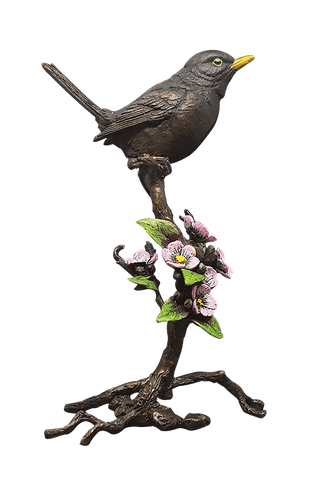 Richard Cooper Blackbird with Blossom Bronze Sculpture Catherine Best Dev 