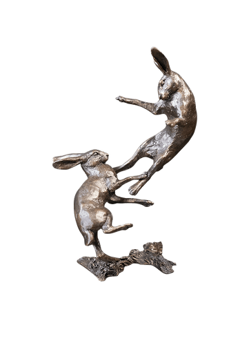 Richard Cooper Small Hares Boxing Bronze Sculpture Catherine Best Dev 