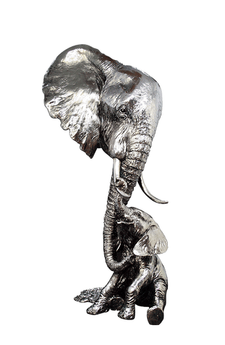 Richard Cooper Elephant and Calf Nickel Resin Sculpture Catherine Best Dev 