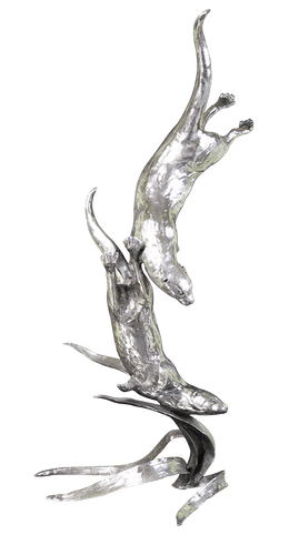 Richard Cooper Silver Waters Otters Bronze Sculpture Catherine Best Dev 