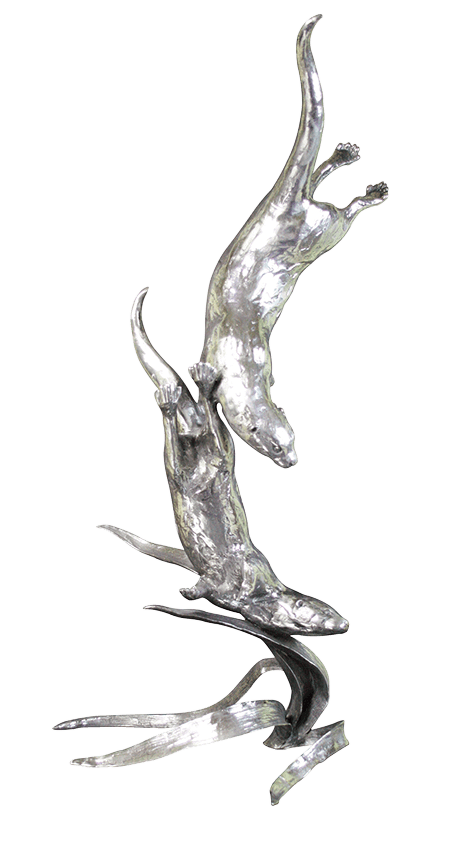 Richard Cooper Silver Waters Otters Bronze Sculpture Catherine Best Dev 