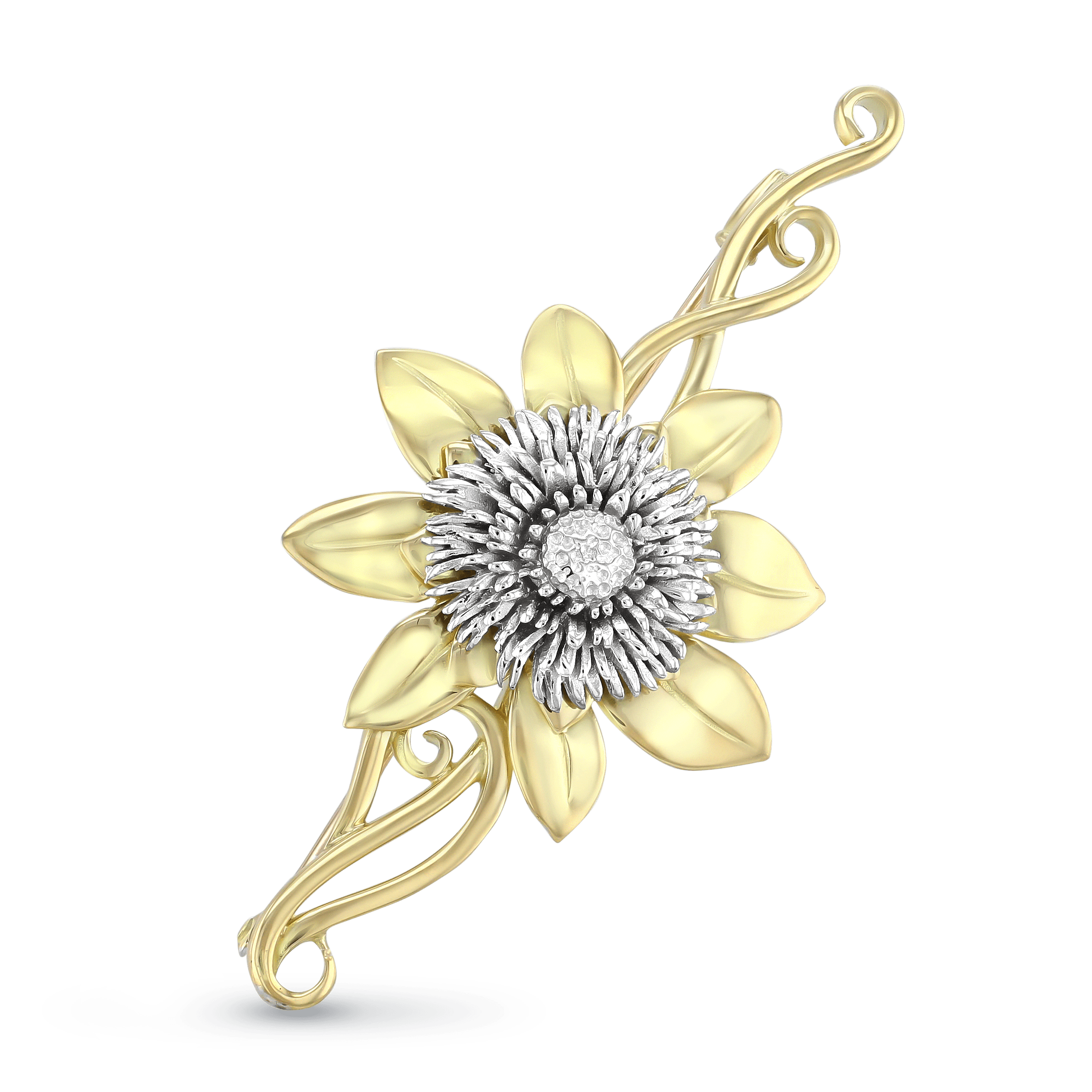 Clematis Empress Brooch Catherine Best Dev 18ct Yellow and White Gold 