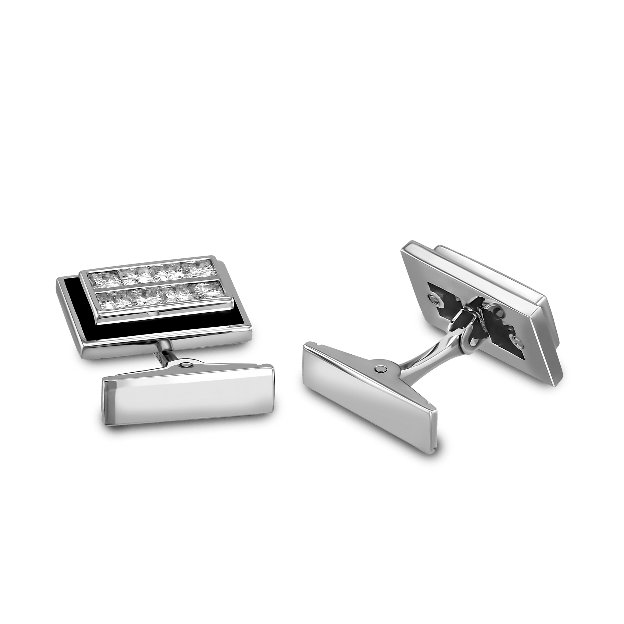 Moissanite Cufflinks in 18ct White Gold with Enamelling – Catherine Best