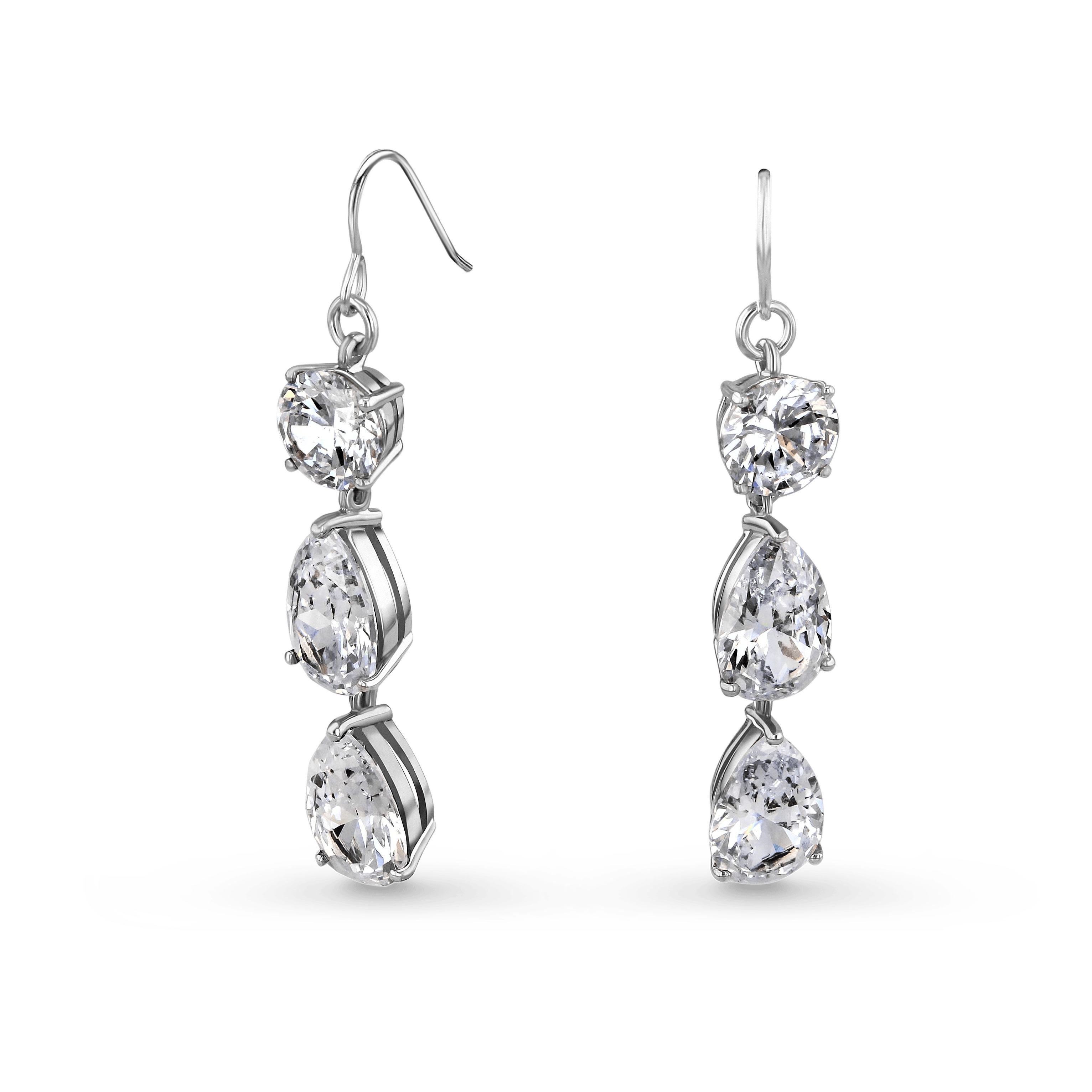 Midnight Earrings Catherine Best Dev Three Stone in Black Cz 