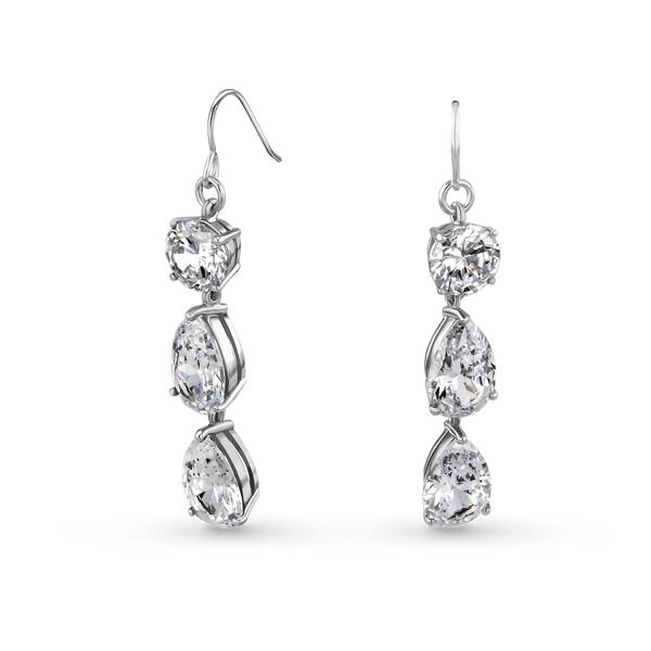 Midnight Earrings Catherine Best Dev Three Stone in Clear Cz 