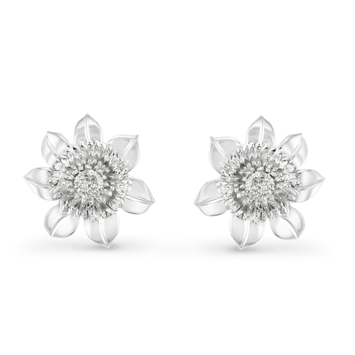 Clematis Empress Stud Earrings Catherine Best Dev Silver 