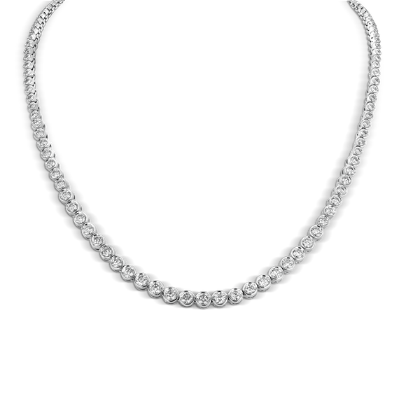 Astrid 18ct White Gold Graduated Rubover Set Diamond Tennis Necklace Catherine Best Dev 