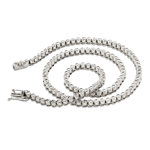 Titania 18ct White Gold Straight Rubover Set Diamond Tennis Necklace Catherine Best Dev 5 carats featuring 123 Diamonds 