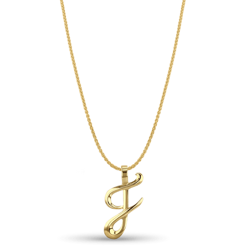 Initial F Love Letter Pendant Catherine Best Dev Pendant on a 18 chain 9ct Yellow Gold 