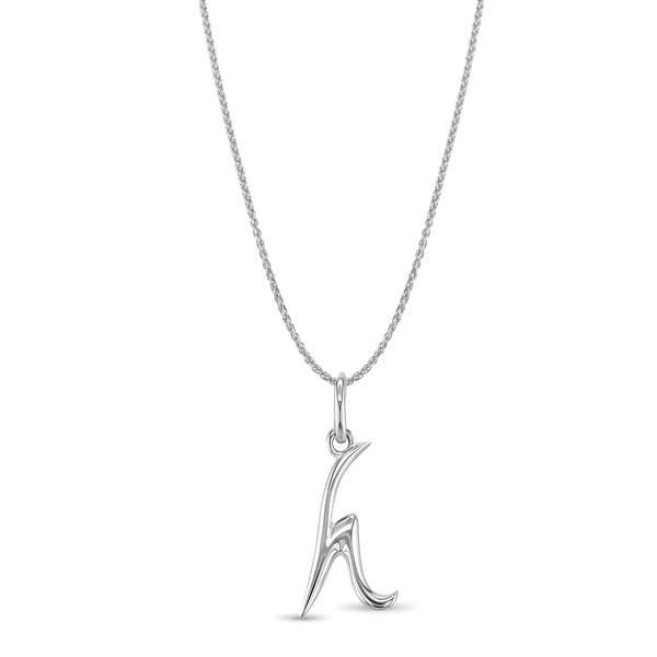 Initial H Love Letter Mini Pendant in Silver Catherine Best Dev Pendant on a 18" chain 