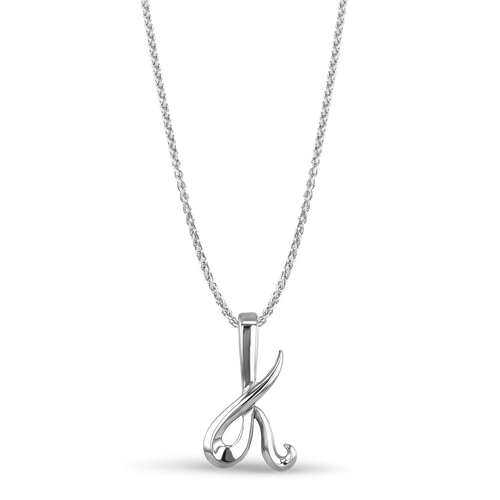 Initial K Love Letter Pendant In Silver Catherine Best