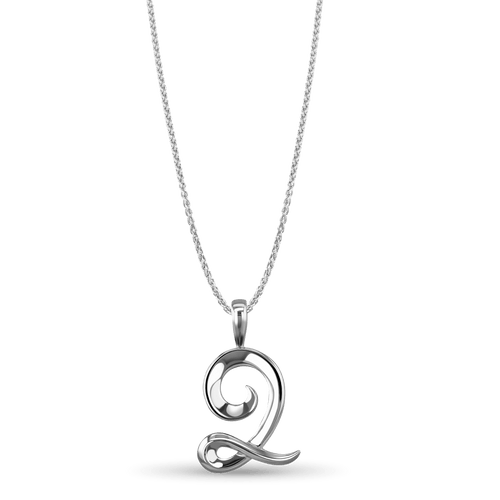 Initial Q Love Letter Pendant Catherine Best Dev Silver Pendant on a 18