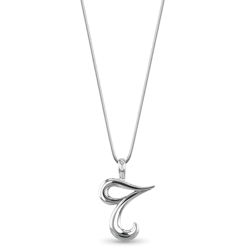 Initial T Love Letter Pendant Catherine Best Dev Silver Pendant on a 18 chain 
